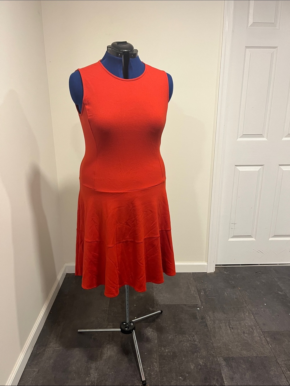 Lands' End Sleeveless Red Fit-and-Flare Mini Dress